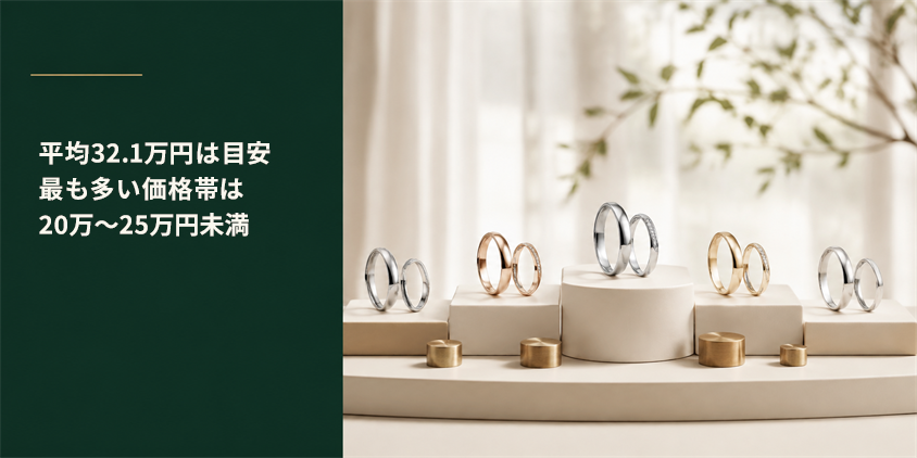 結婚指輪の二人分の平均は32.1万円