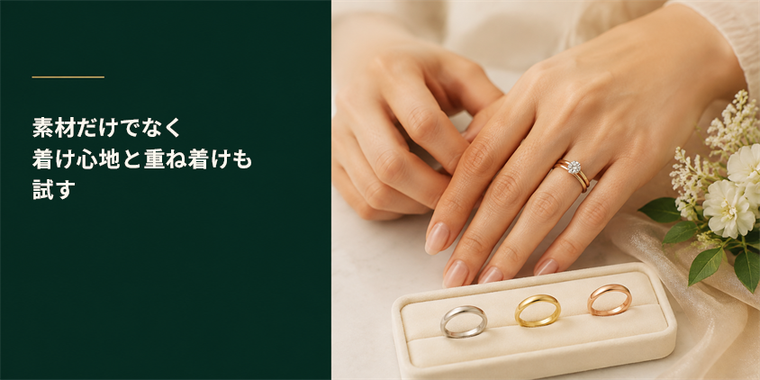 素材・着け心地・重ね着けを確認する