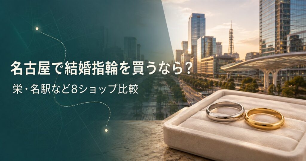 名古屋で結婚指輪を探す人向けの栄・名駅エリア比較イメージ