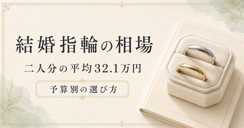 結婚指輪の相場と二人分の平均32.1万円を解説するアイキャッチ画像